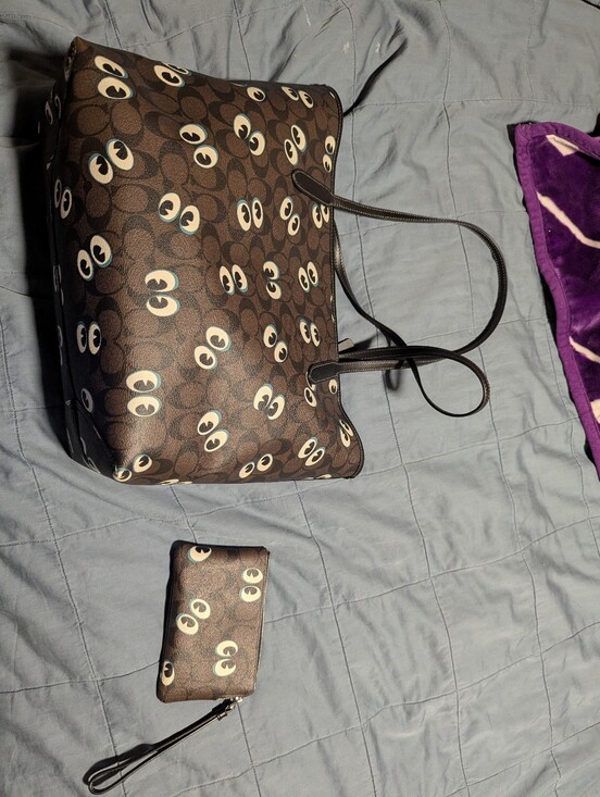Coach Handbags - Stylish Black and Brown Coach Tote Bag Plus Card Case. Halloween Ready!